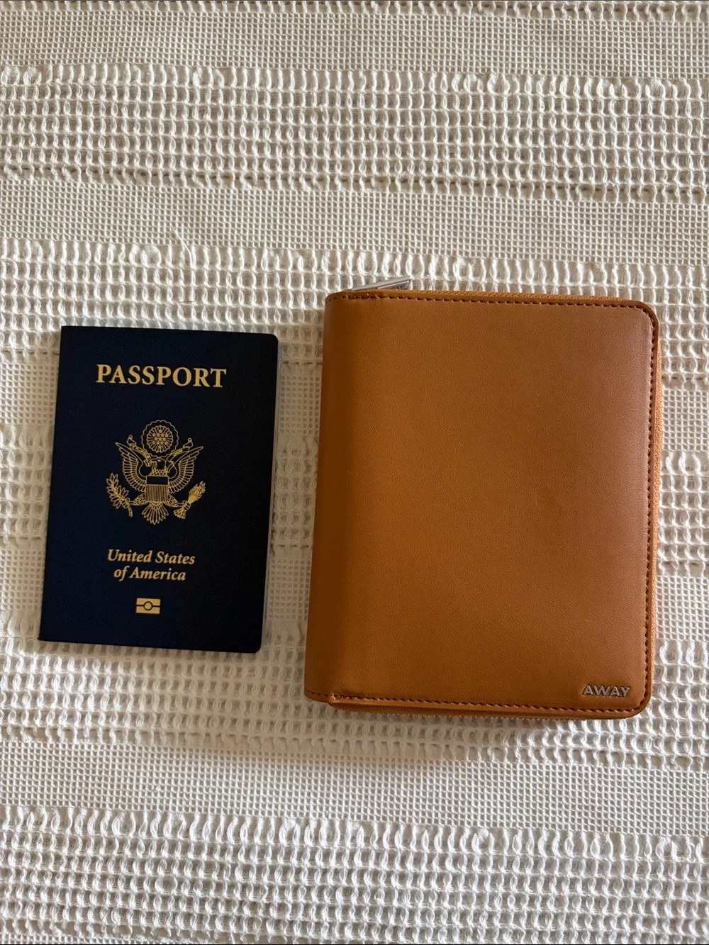 Away Men’s Cognac Leather Zip Travel Wallet